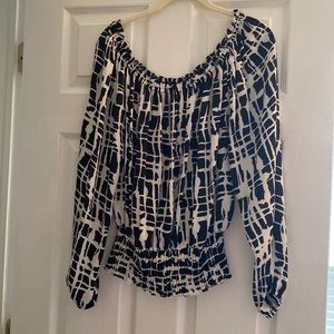 Michael Kors black & white silk blouse